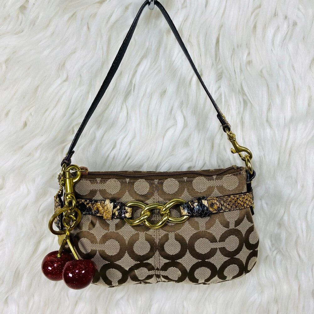 Coach Brooke Khaki Op Art Shoulder Bag